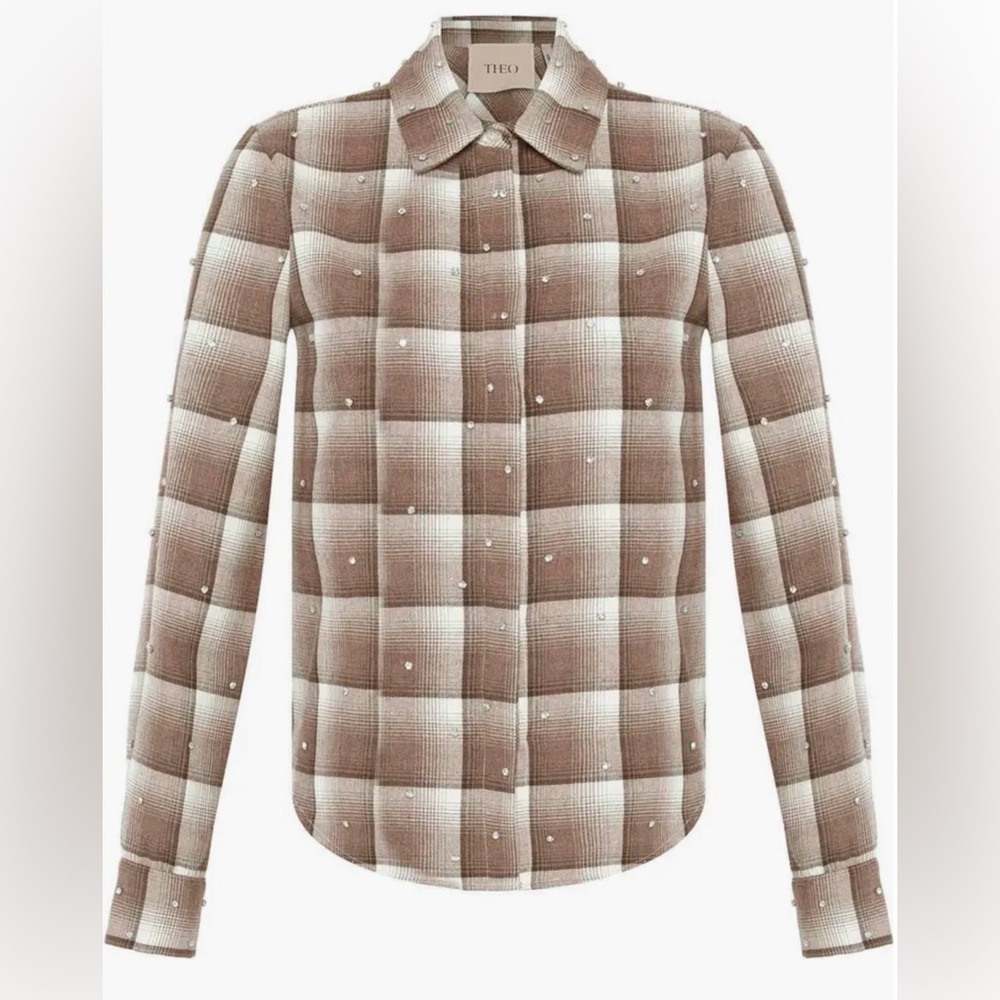 Nordstrom Brown and Cream Plaid Button Down Shirt